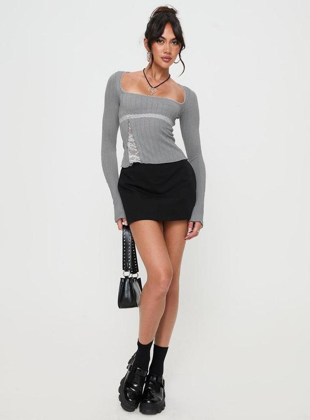 Noir Long Sleeve Top Grey Product Image