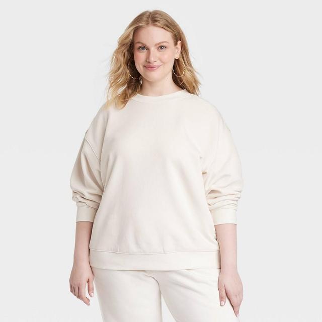 Womens Leisure Studio Oversized Pullover Sweatshirt - Universal Thread Cream 4X Product Image