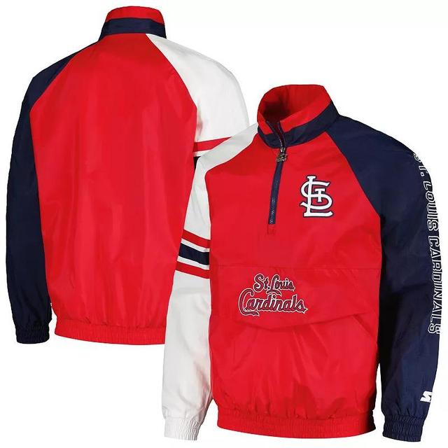 Mens Starter /Navy St. Louis Cardinals Elite Raglan Half-Zip Jacket Product Image