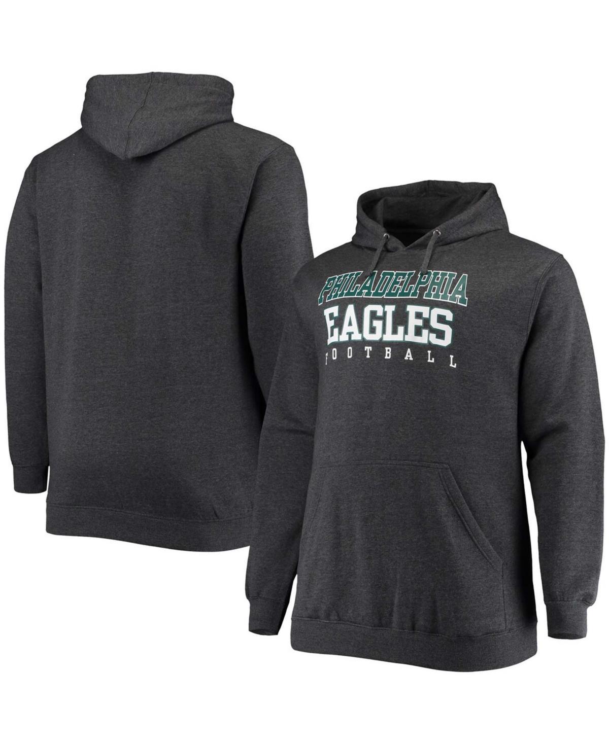 Mens Fanatics Branded Heathered Charcoal Philadelphia Eagles Big & Tall Practice Pullover Hoodie Grey Product Image