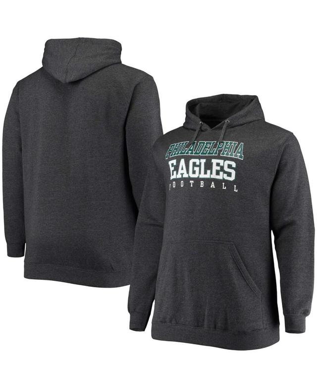 Mens Big and Tall Heathered Charcoal Philadelphia Eagles Practice Pullover Hoodie Product Image