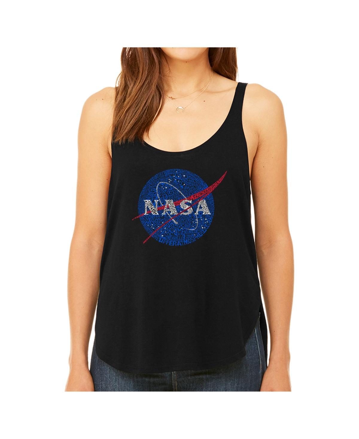 La Pop Art Womens Premium Word Art Flowy Tank Top- Nasas Most Notable Missions Product Image