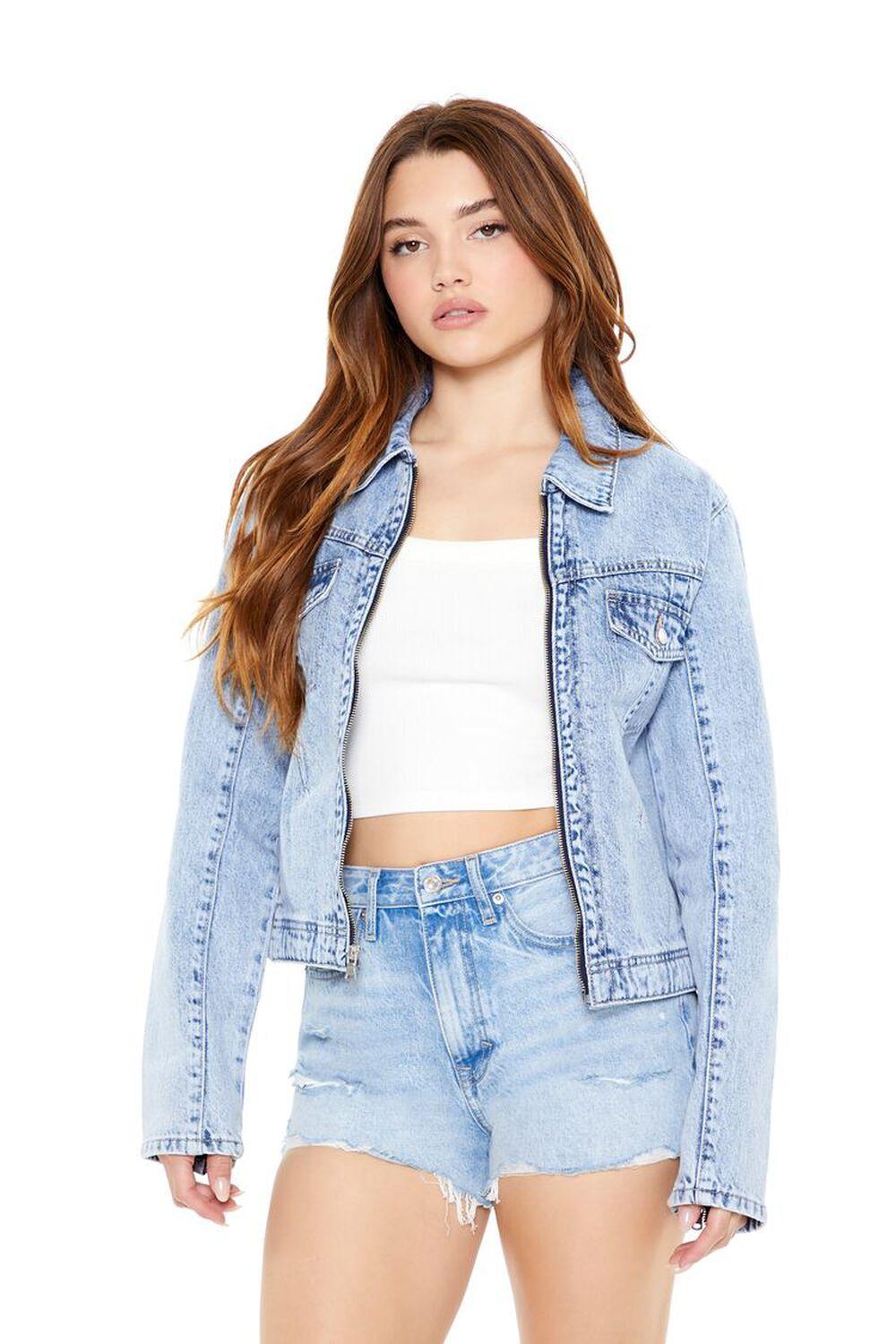 Zip-Up Denim Trucker Jacket | Forever 21 Product Image