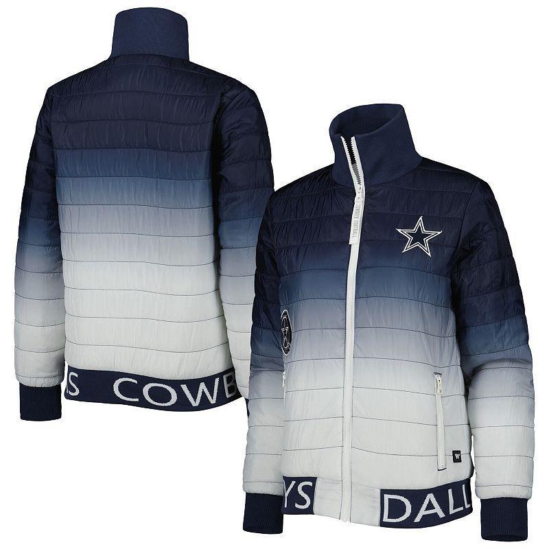 Womens The Wild Collective /Silver Dallas Cowboys Color Block Full-Zip Puffer Jacket Blue Product Image