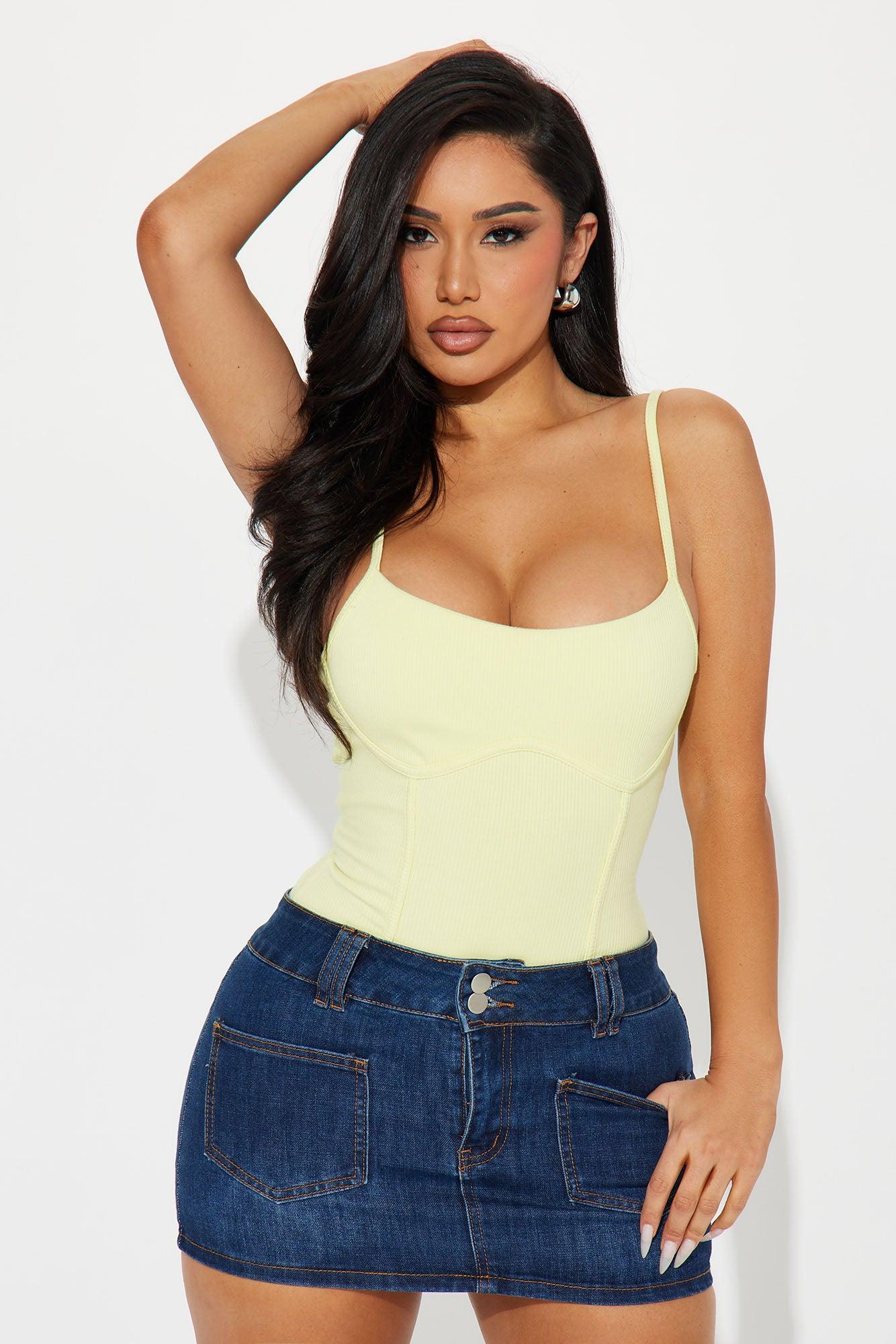 Macie Snatched Bodysuit - Citron Product Image