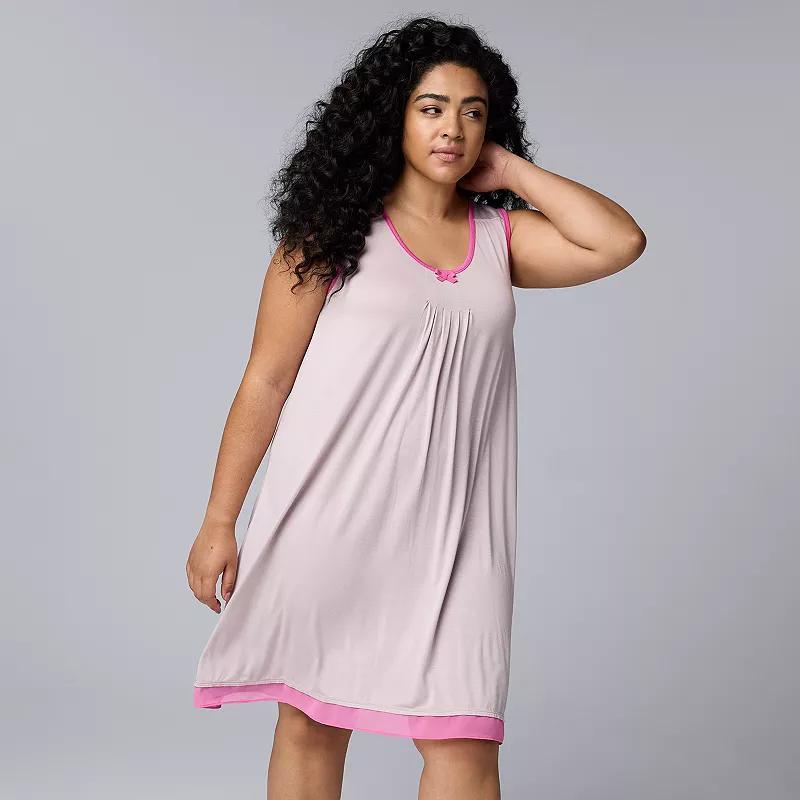 Plus Size Simply Vera Vera Wang Basic Luxury Chemise, Womens Pink Product Image