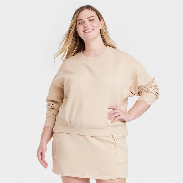 Womens Cropped Pullover Sweatshirt - Universal Thread Tan XXL Product Image