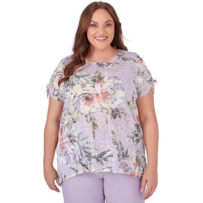 Plus Size Alfred Dunner Short Sleeve Burnout Floral Top, Womens Product Image