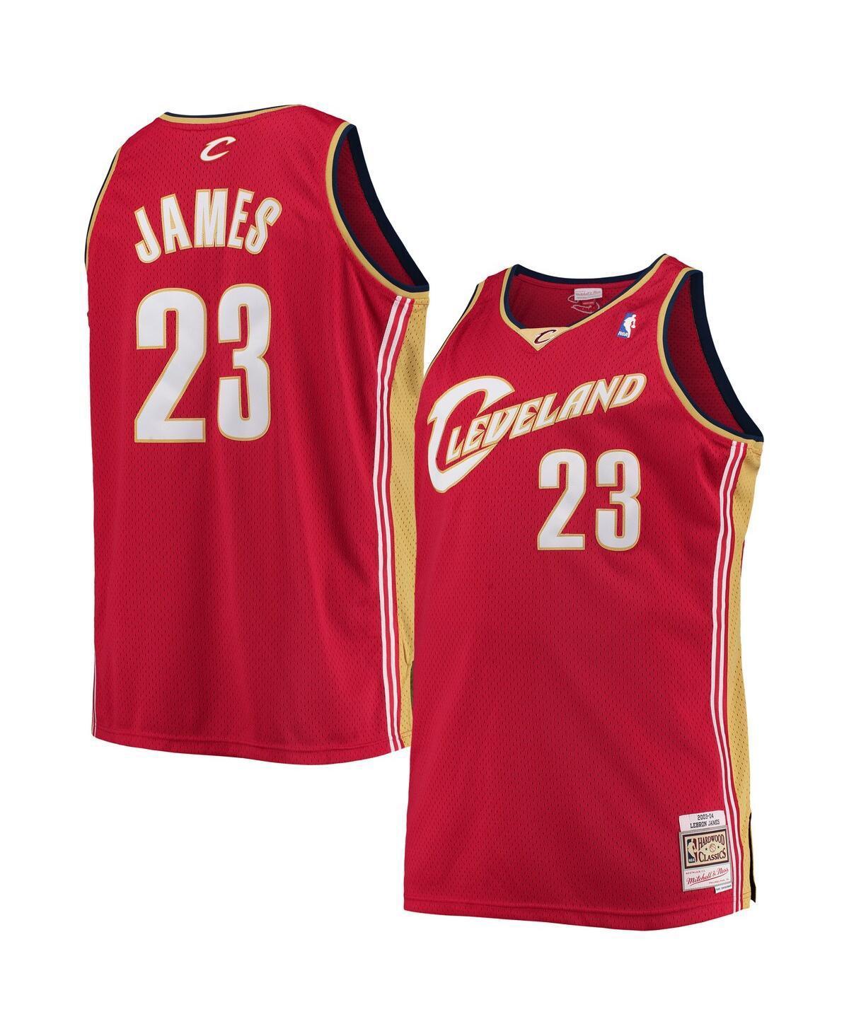 Mens LeBron James Wine Cleveland Cavaliers Big and Tall Hardwood Classics Swingman Jersey - Wine Product Image