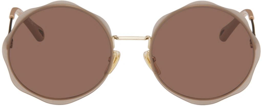 Beige Honore Sunglasses In 004 Gold Gold Brown Product Image