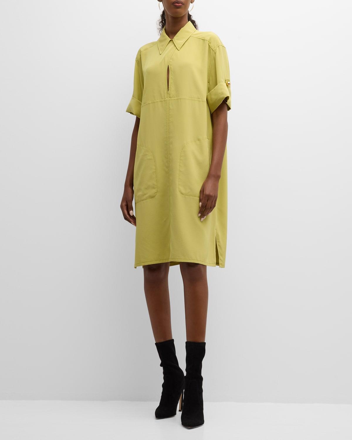 Womens Crepe Silk Polo Dress Product Image