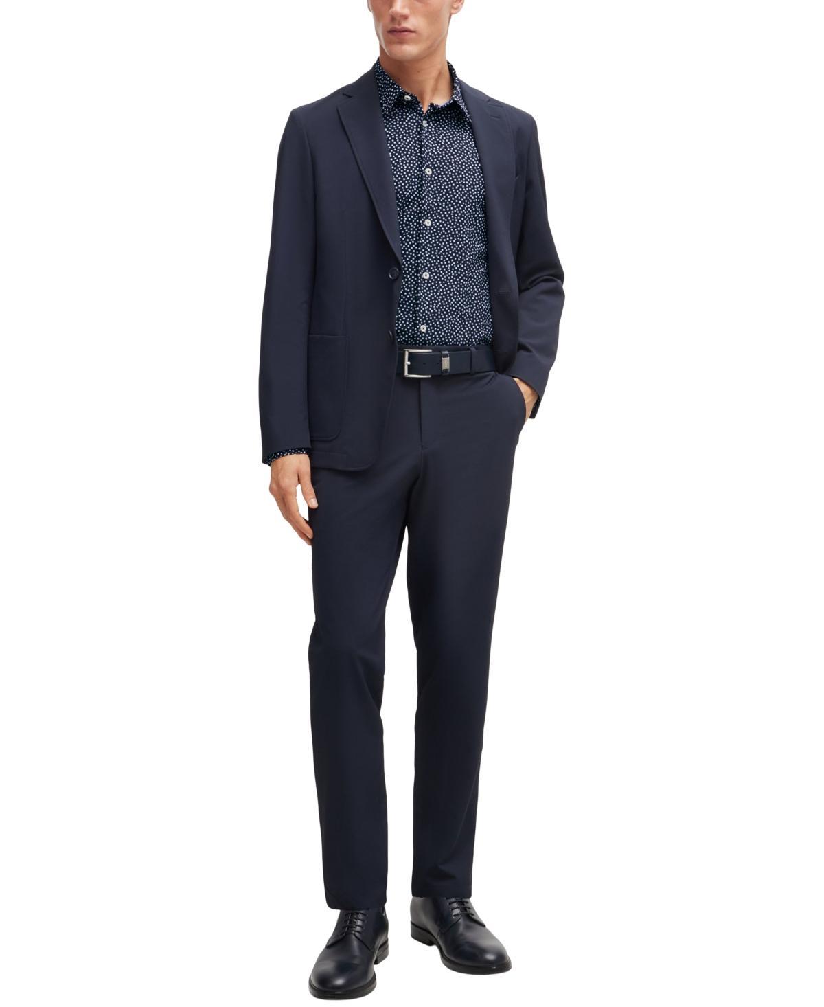 Boss By  Men's Printed Performance Slim-fit Dress Shirt In Navy Product Image