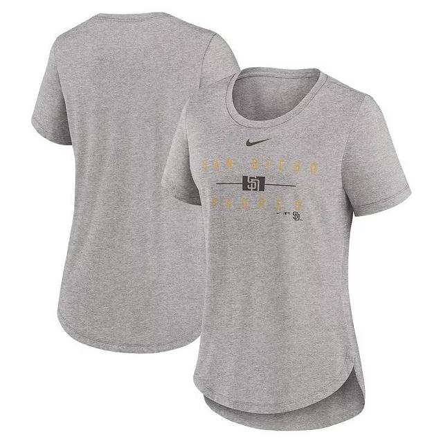 Womens Nike Heather Charcoal San Diego Padres Knockout Team Stack Tri-Blend T-Shirt Product Image