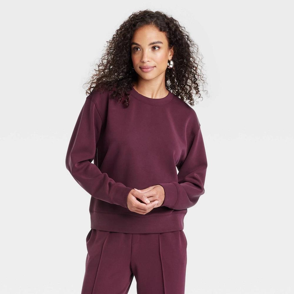 Womens Sandwash Pullover Sweatshirt - A New Day Burgundy XL Product Image