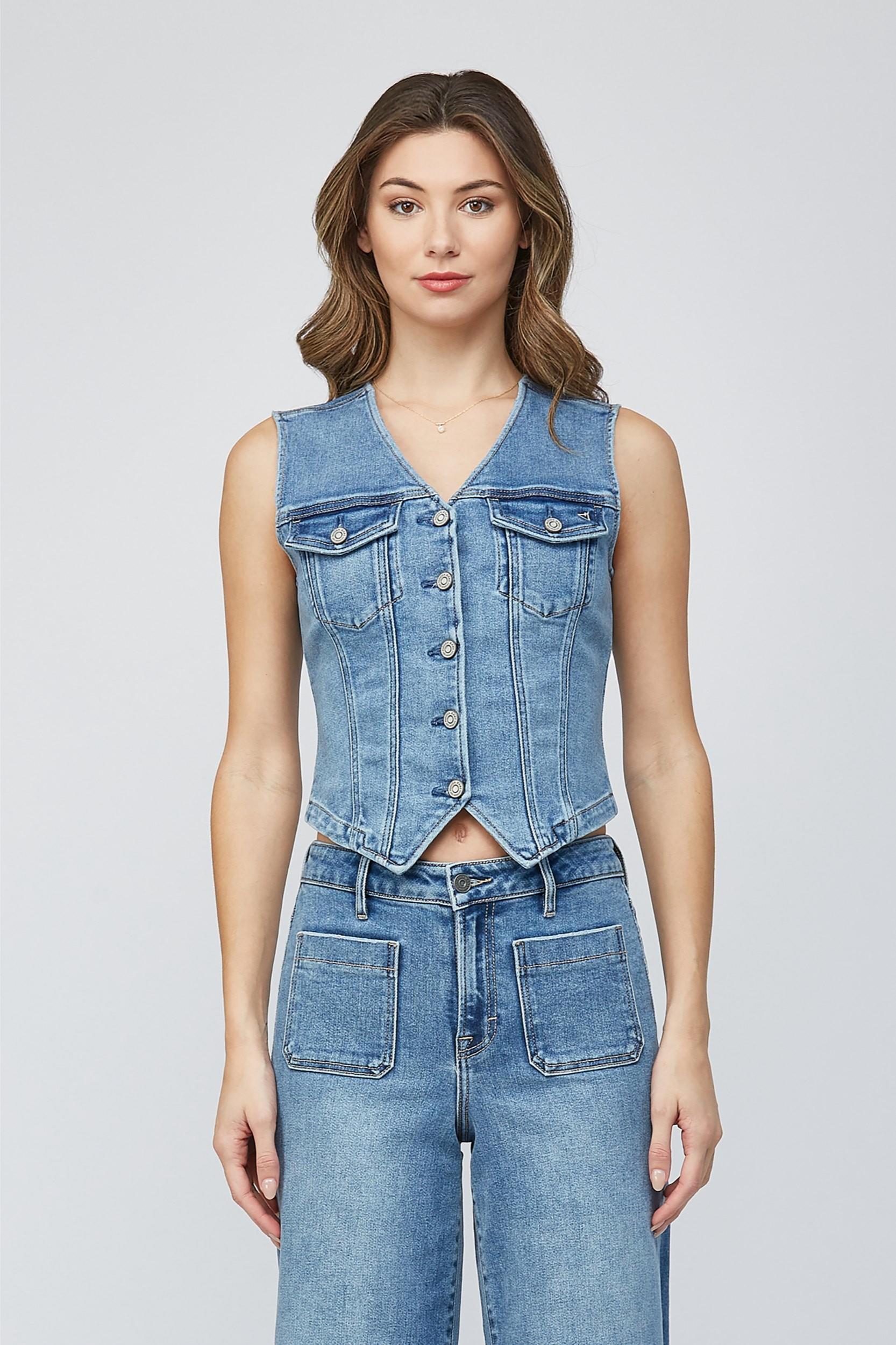 Fitted Denim Vest Product Image