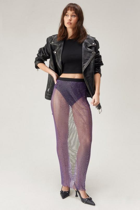 Sheer Diamante Maxi Skirt Product Image