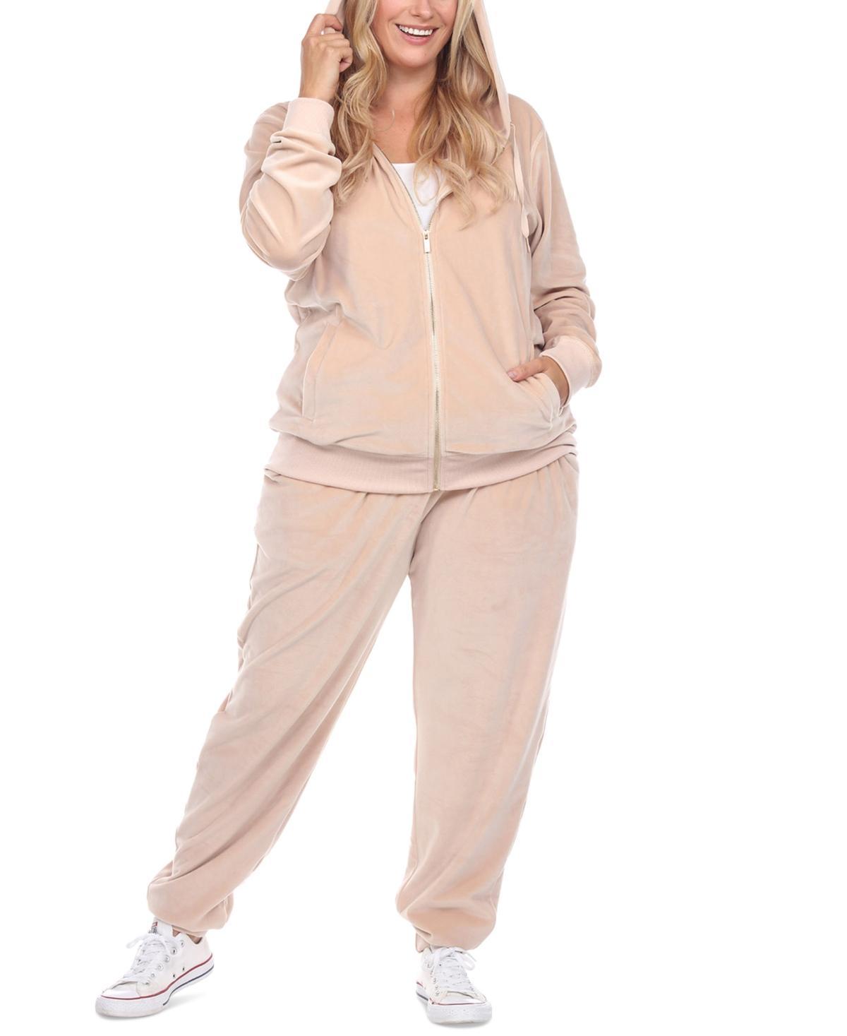 White Mark Plus Size Velour Tracksuit Loungewear 2pc Set Product Image