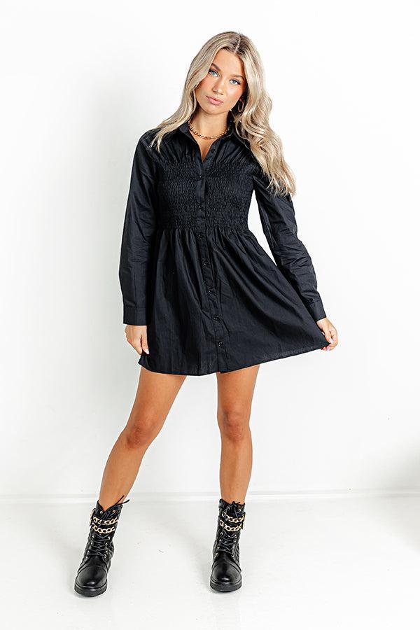 Posh Mindset Smocked Mini Dress In Black Product Image