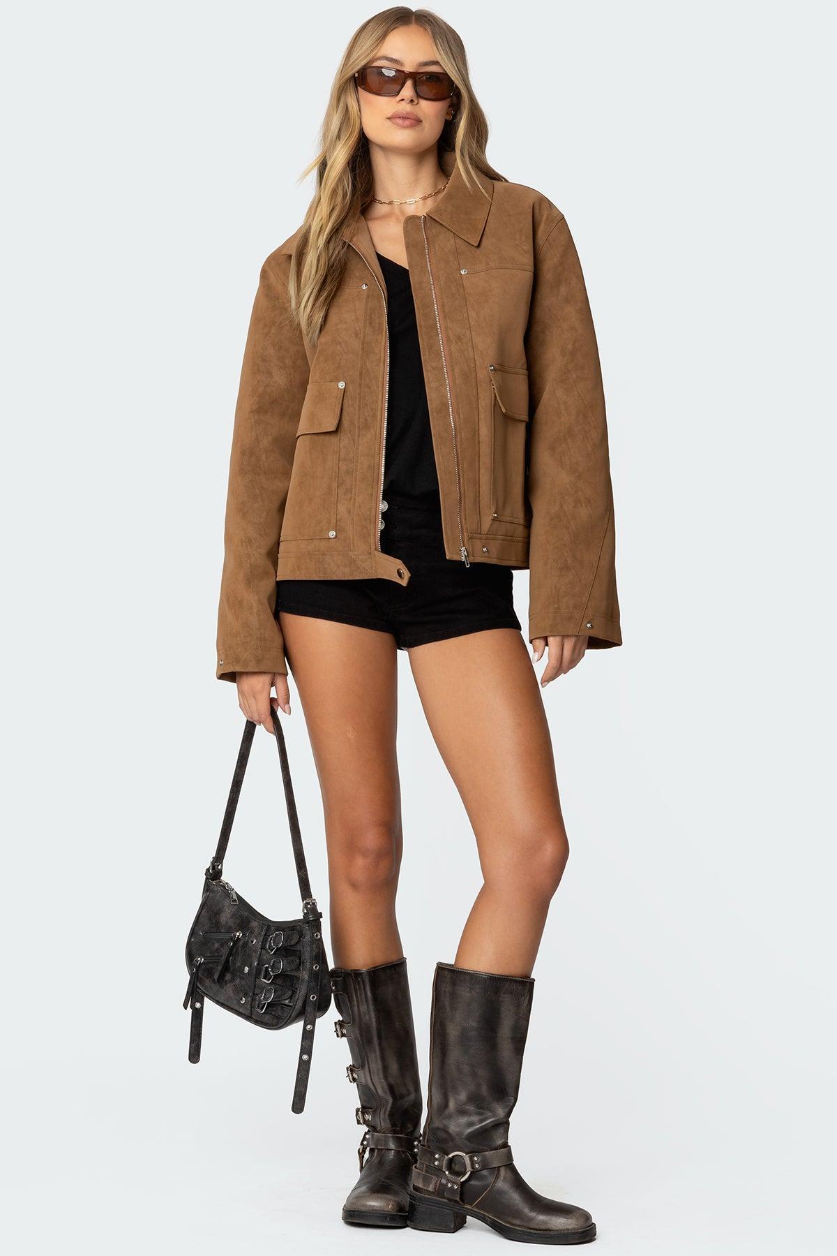 Annabelle Oversized Faux Suede Jacket Product Image