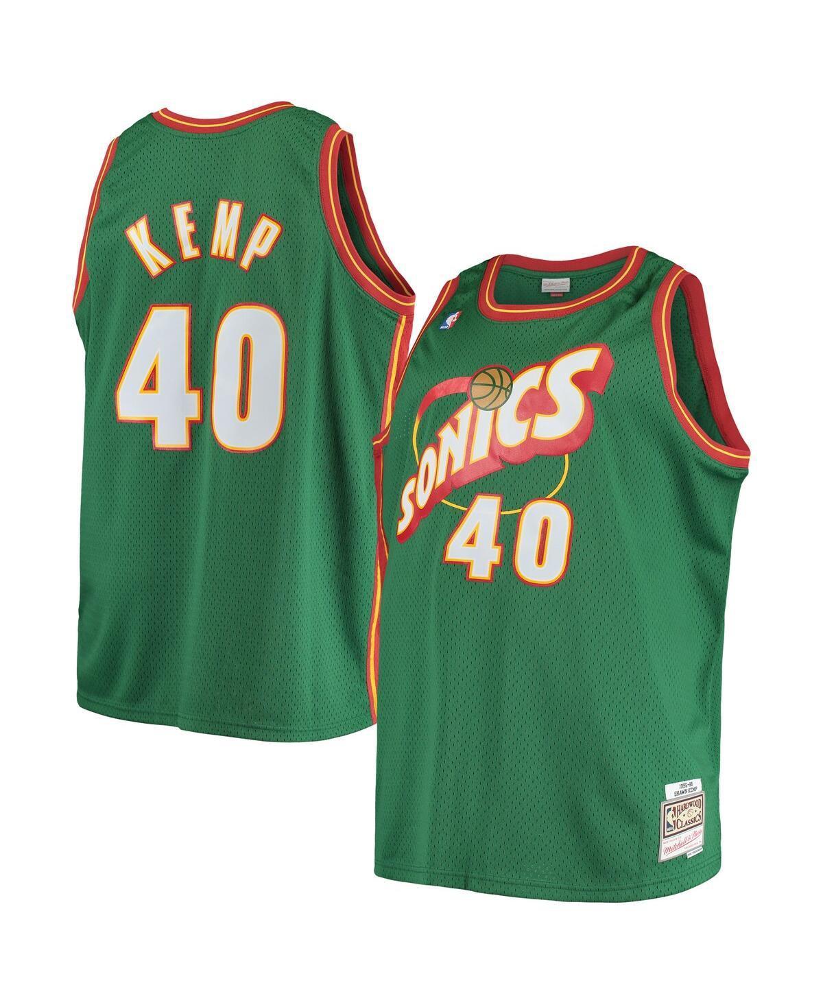 Mens Mitchell & Ness Shawn Kemp Green Seattle SuperSonics Big & Tall Hardwood Classics Jersey Product Image