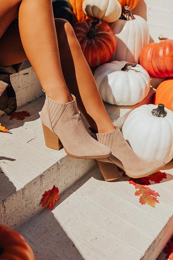 The Celine Faux Suede Bootie In Taupe Product Image