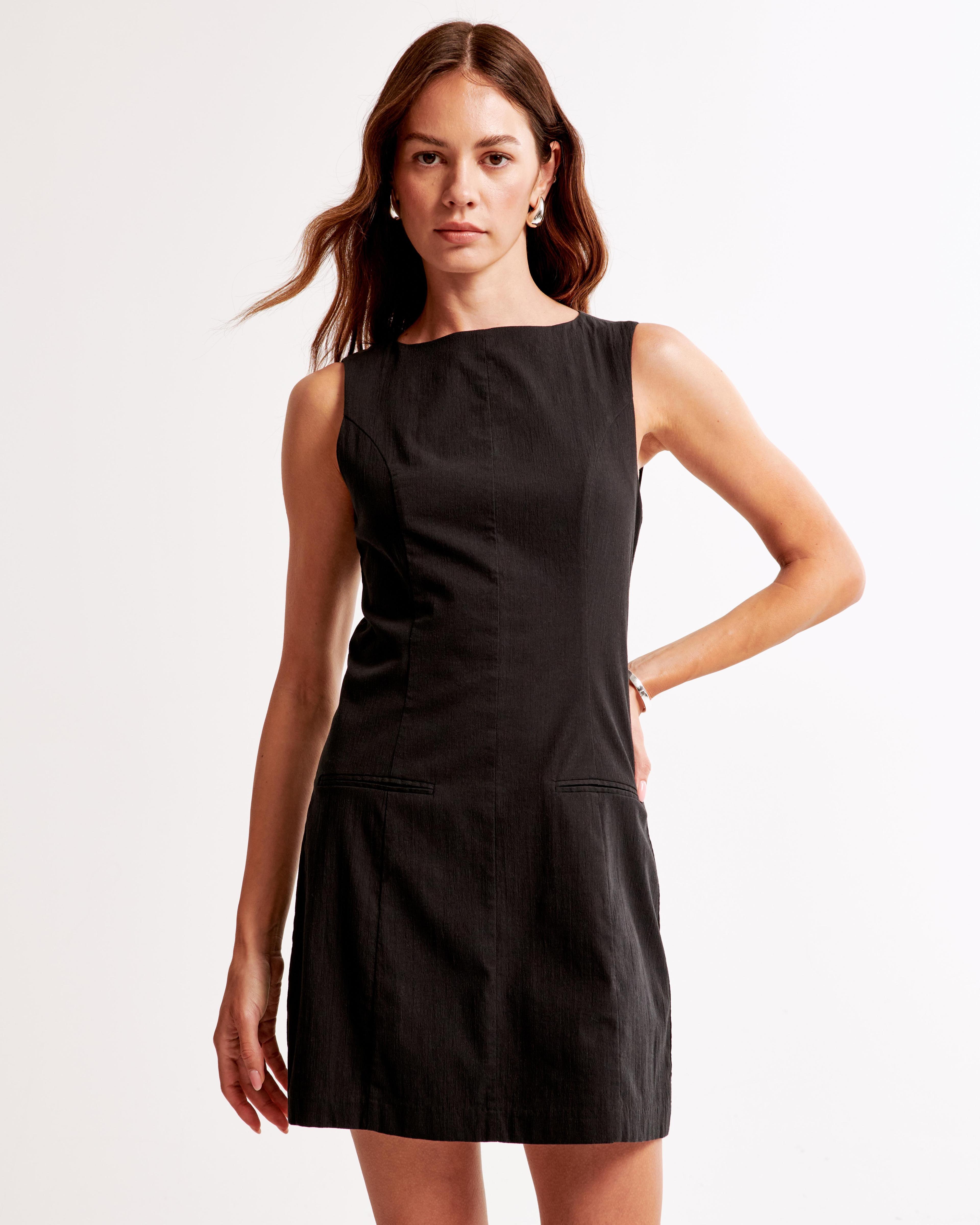 High-Neck Stretch Mini Dress Product Image