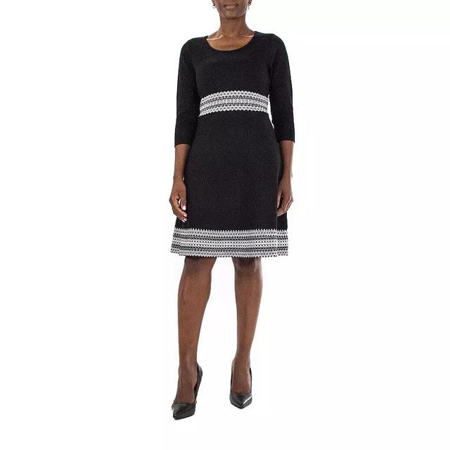 Womens Nina Leonard Jacquard Fit & Flare Sweater Dress Product Image