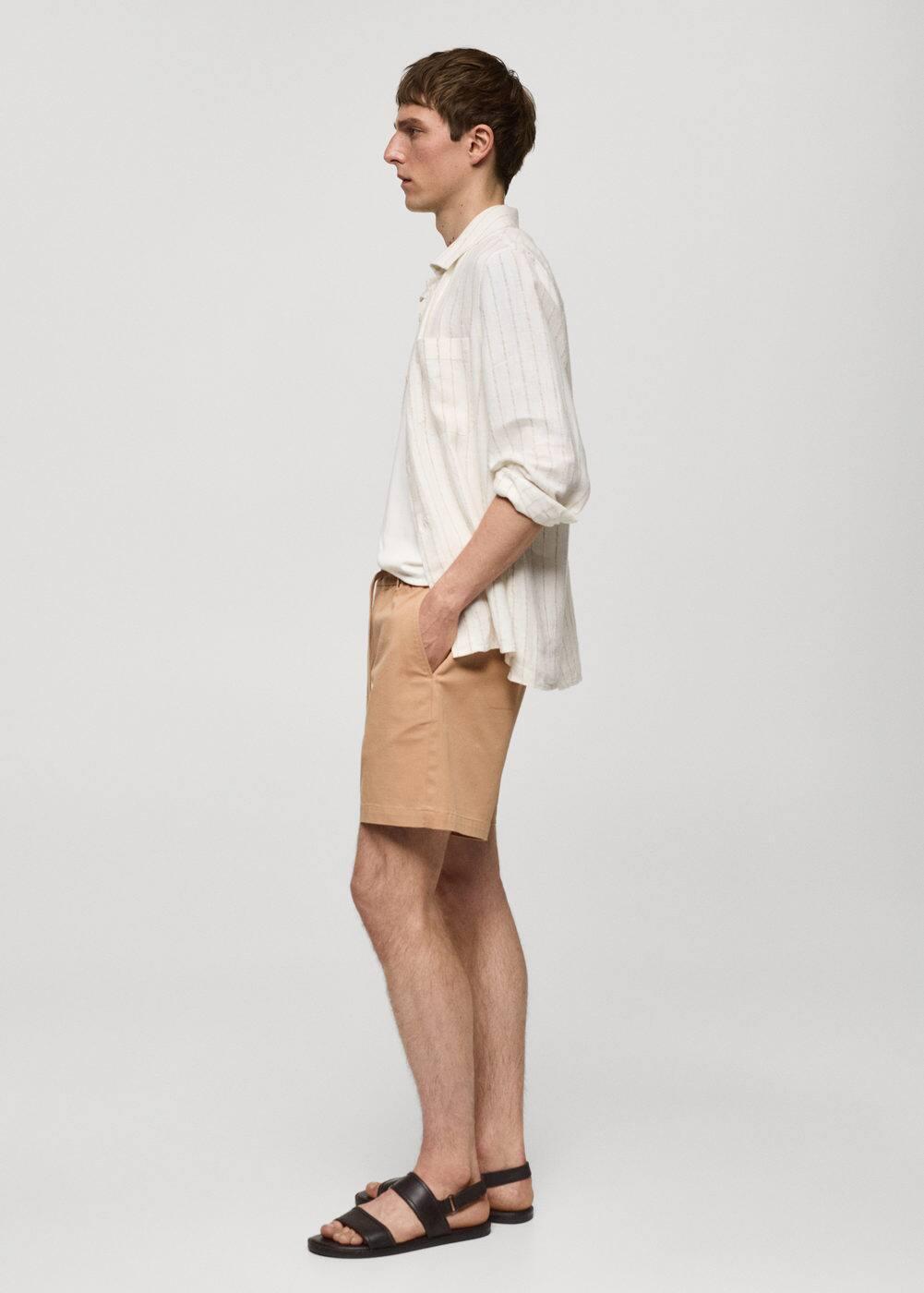 Mango Mens Drawstring Detail Cotton Shorts Product Image