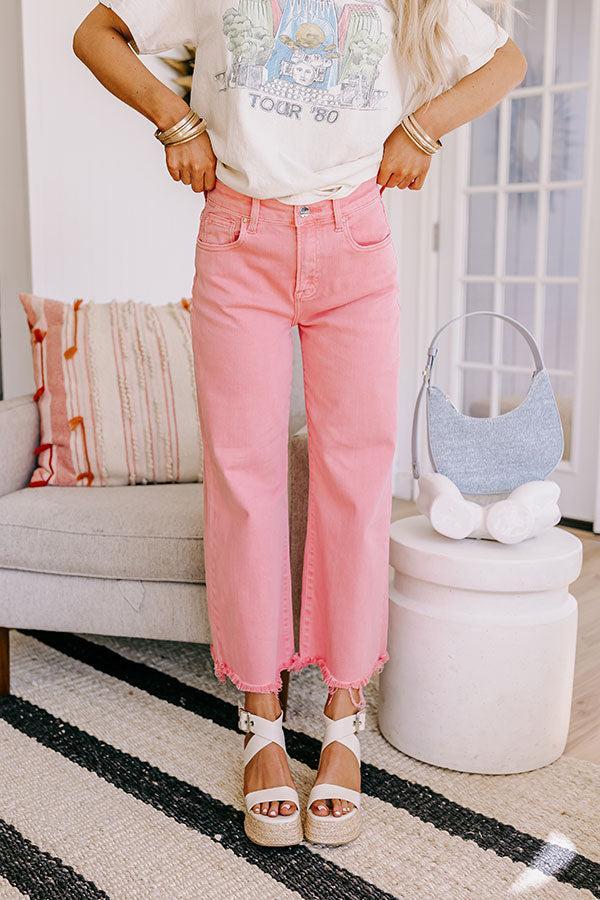 Risen Iris Midrise Wide Leg Jean in Pink Product Image