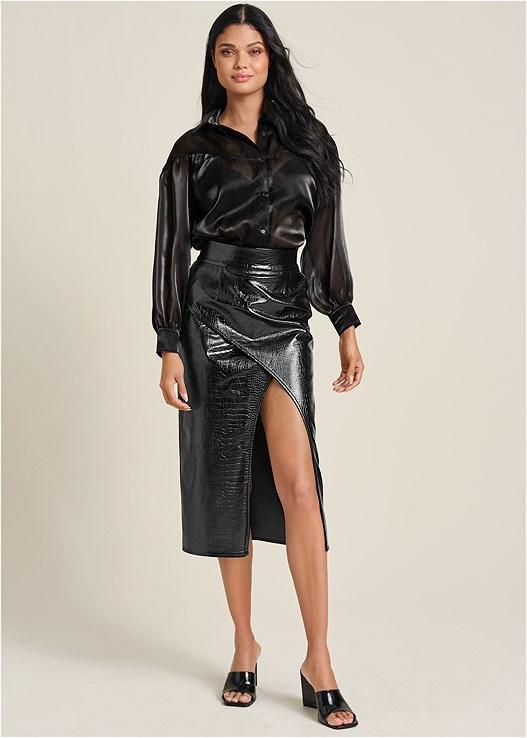 Vegan Croc Faux- Wrap Skirt Product Image