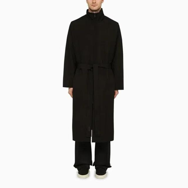 Wool-crepe Trench Coat In Black Product Image