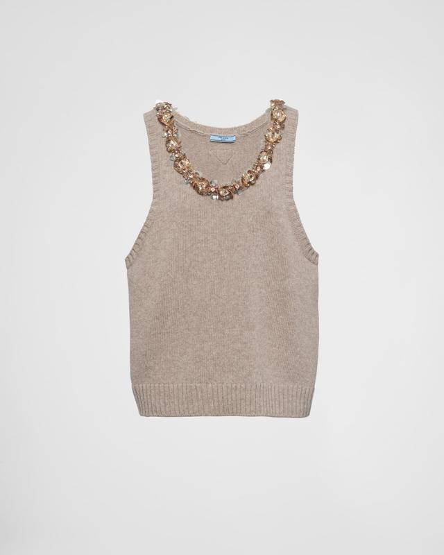 Sleeveless wool and cashmere top Product Image