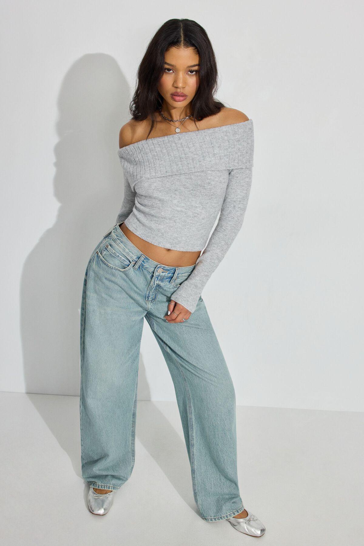 Spongy Off Shoulder Sweater Product Image