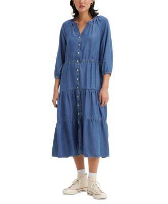 Levis Womens Cecile Tiered 3/4-Sleeve Midi Dress Product Image