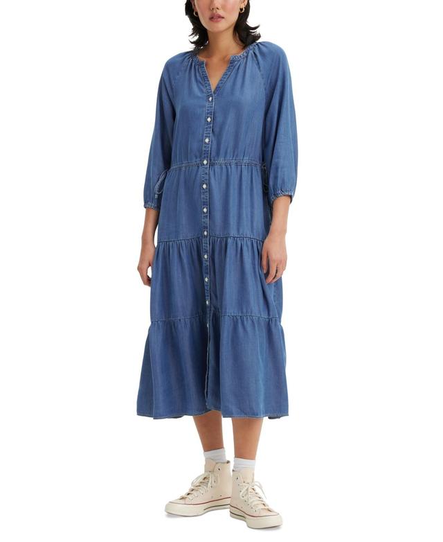 Levis Womens Cecile Tiered 3/4-Sleeve Midi Dress Product Image