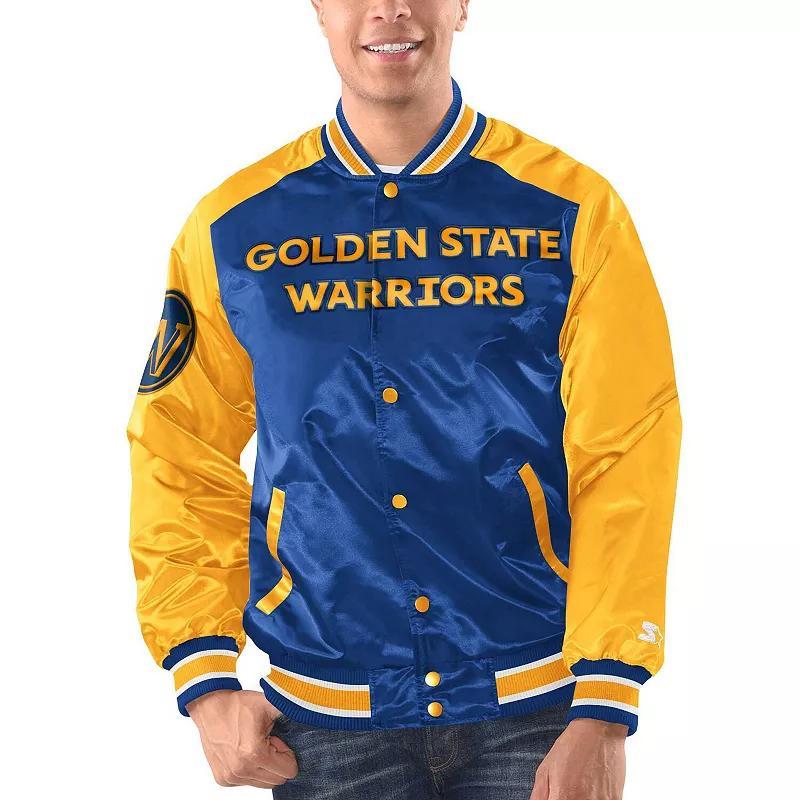 Mens Starter Royal/Gold Golden State Warriors Renegade Satin Full-Snap Varsity Jacket Product Image