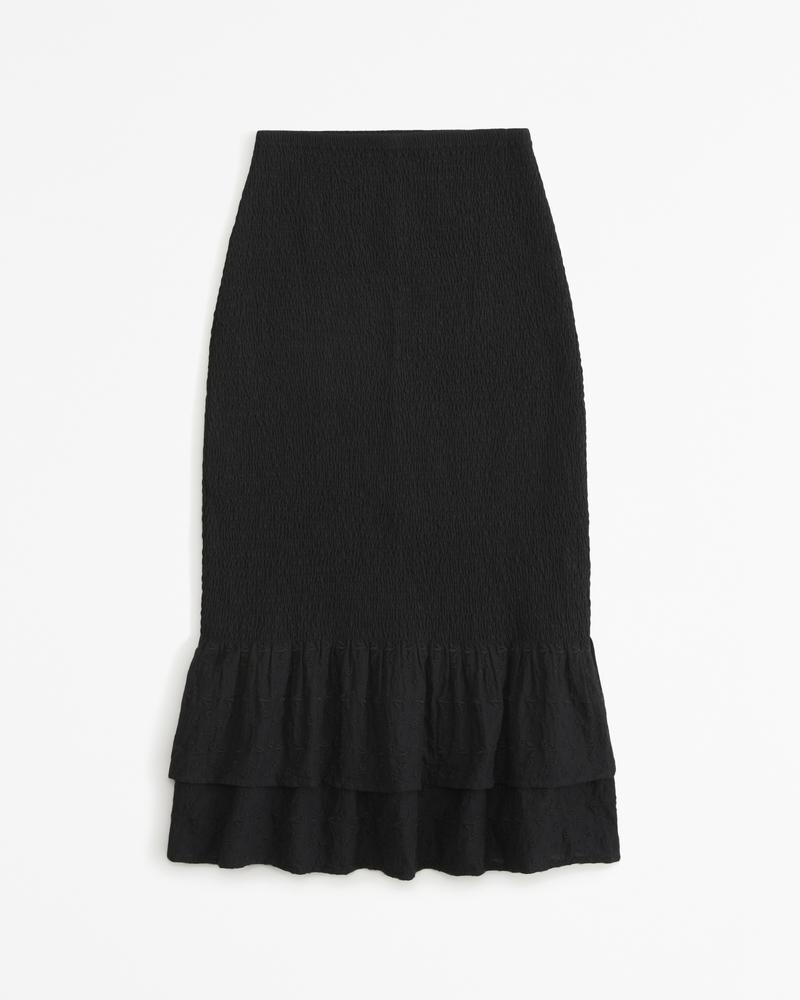 Eyelet Smocked Midi Skirt product image