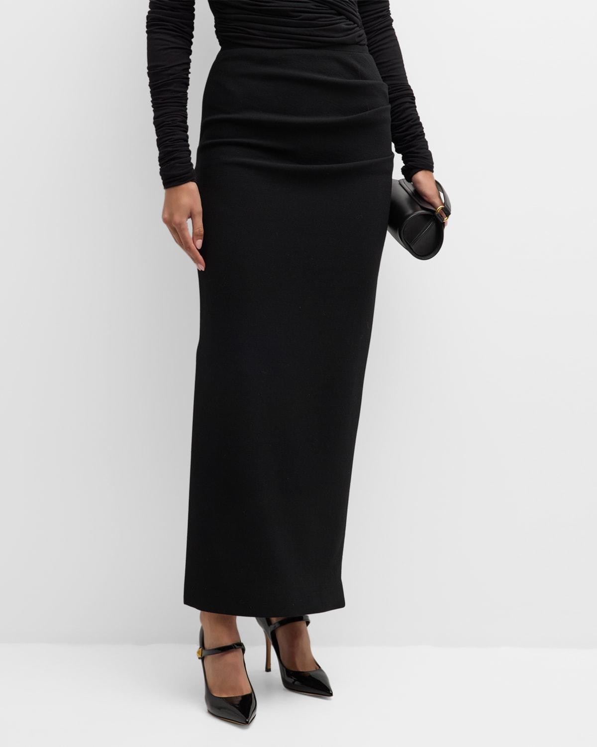 High-Waist Draped Slit Maxi Skirt Product Image