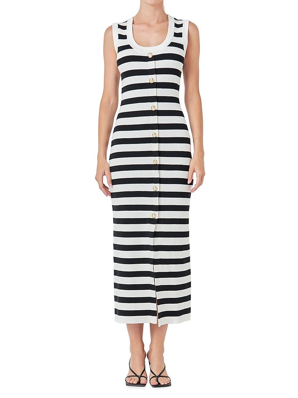 endless rose Womens Striped Strapless Midi Dress - White Product Image