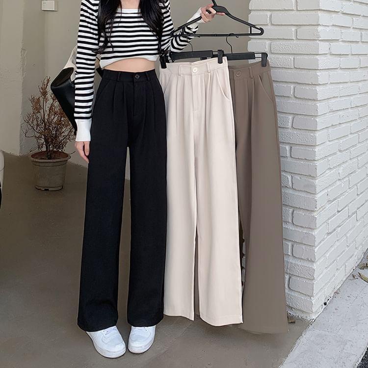 High Waist Wide Leg Dress Pants Product Image