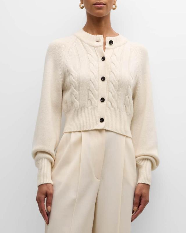 Rita Cropped Wool and Cashmere Cable-Knit Cardigan Product Image