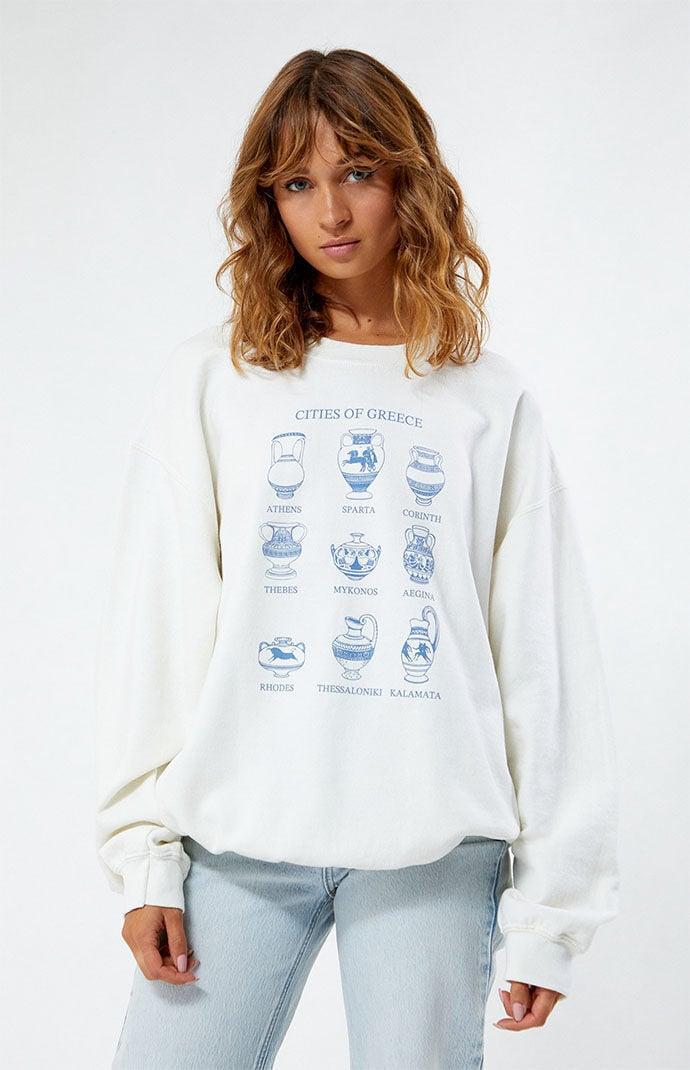 Golden Hour Women's Cities Of Greece Crew Neck Sweatshirt Product Image