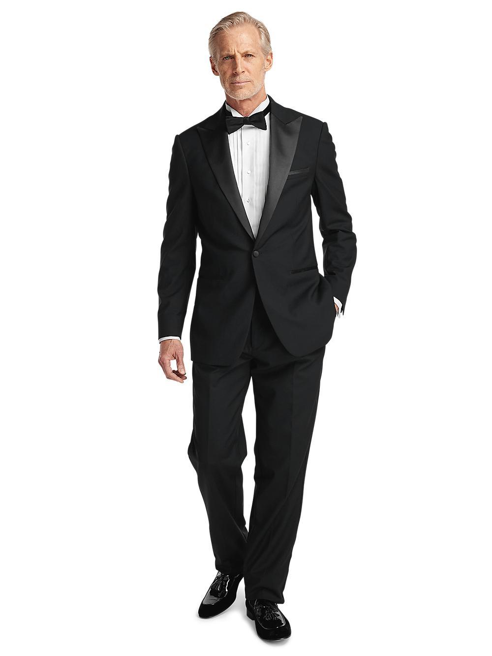 Wool Stretch Peak Lapel Tuxedo - Black Product Image