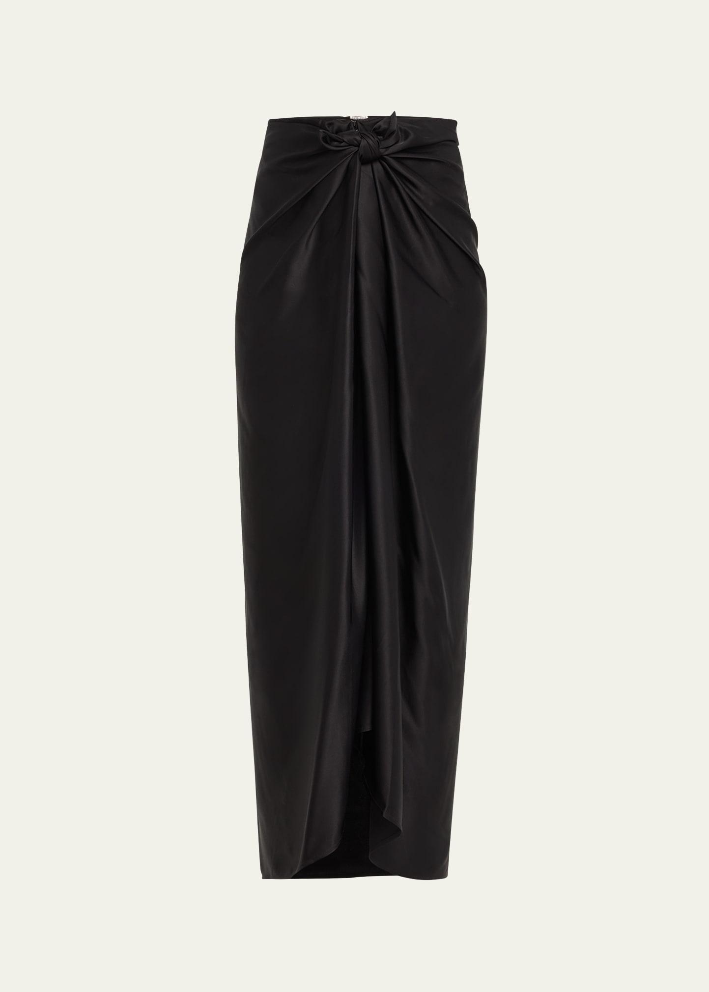 Womens Satin Knotted Maxi Skirt Product Image