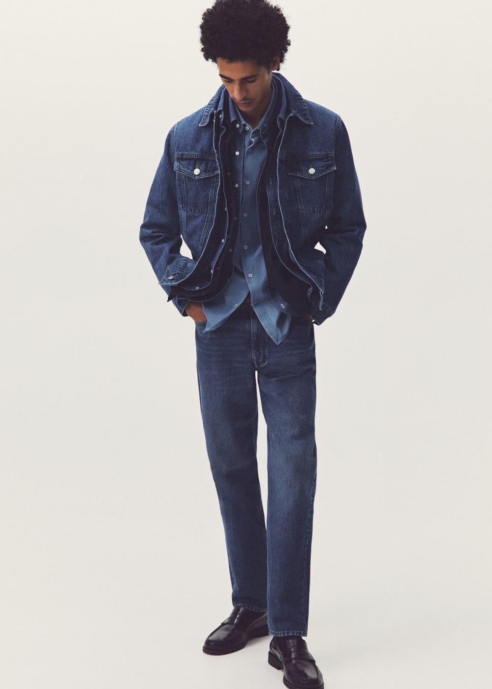 MANGO MAN - Pocketed denim jacket dark blueMen Product Image