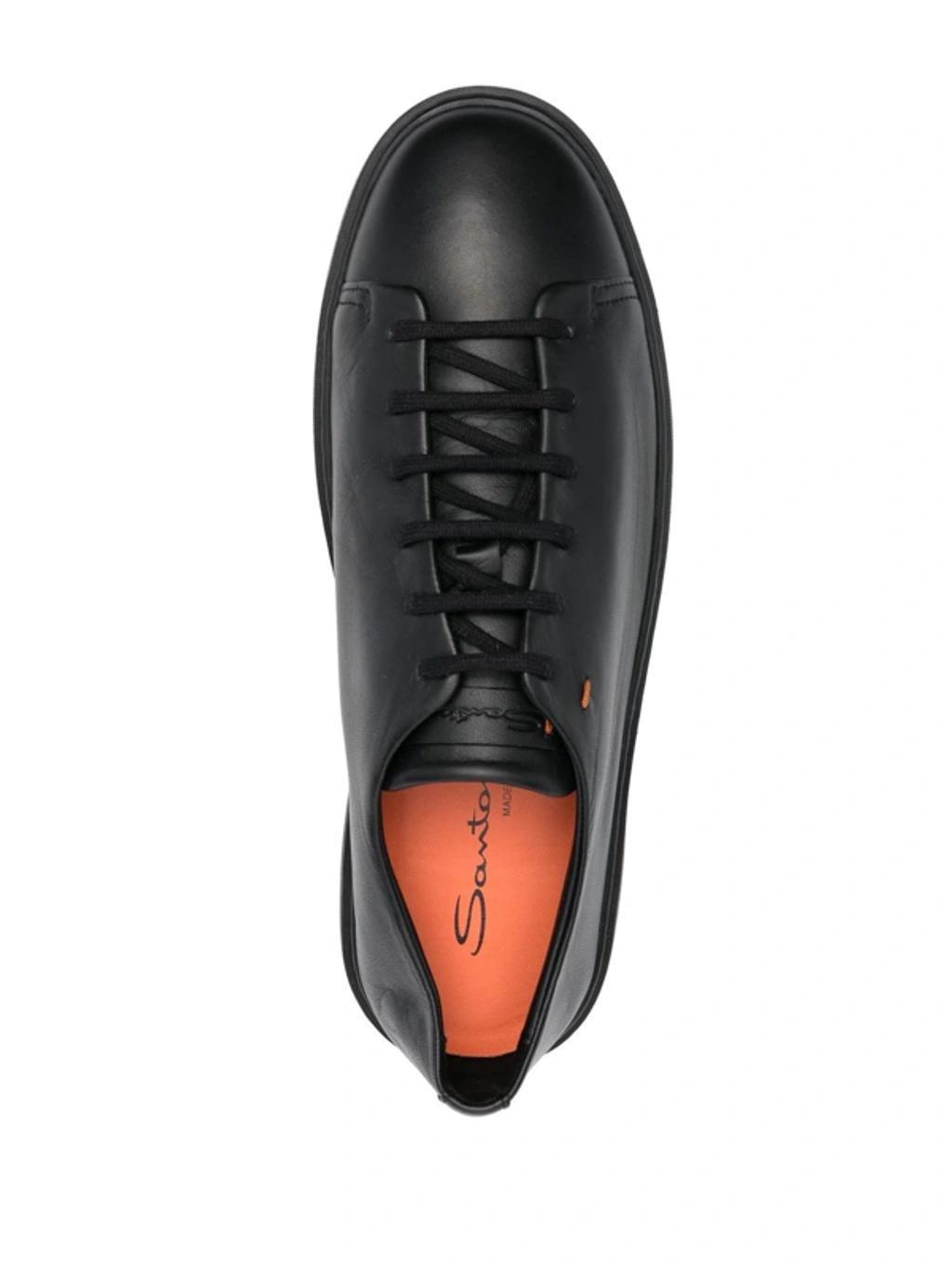 SANTONI Leather Low-top Sneakers In Schwarz Product Image