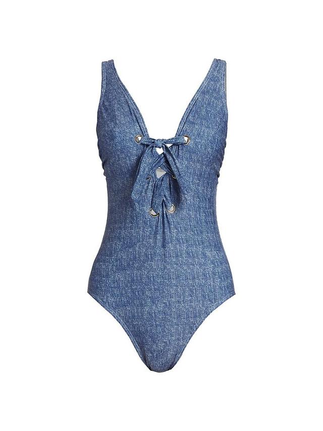 Womens Lace-Up One-Piece Swimsuit Product Image