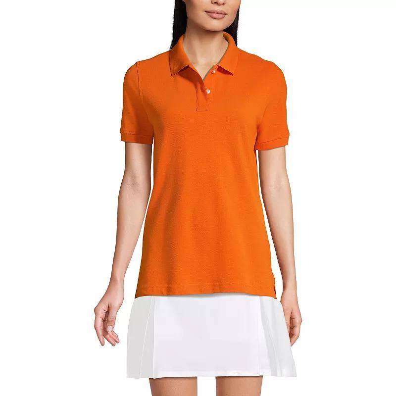 Womens Lands End School Uniform Short Sleeve Mesh Polo Shirt Blue Product Image