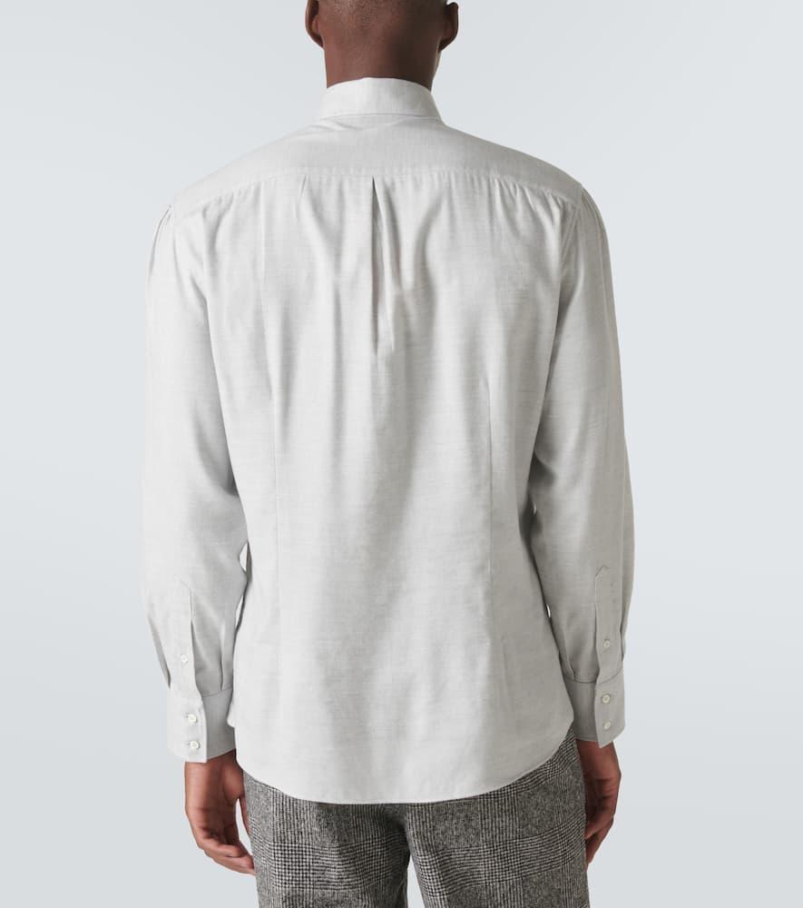 Cotton-blend Flannel Shirt In White Product Image