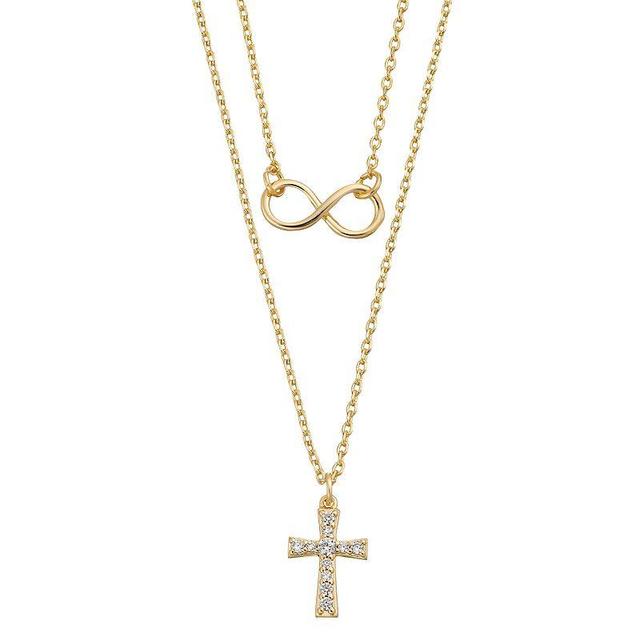 City Luxe Inifinity Symbol & Cubic Zirconia Cross Necklace Set, Womens, Gold Tone Clear Product Image